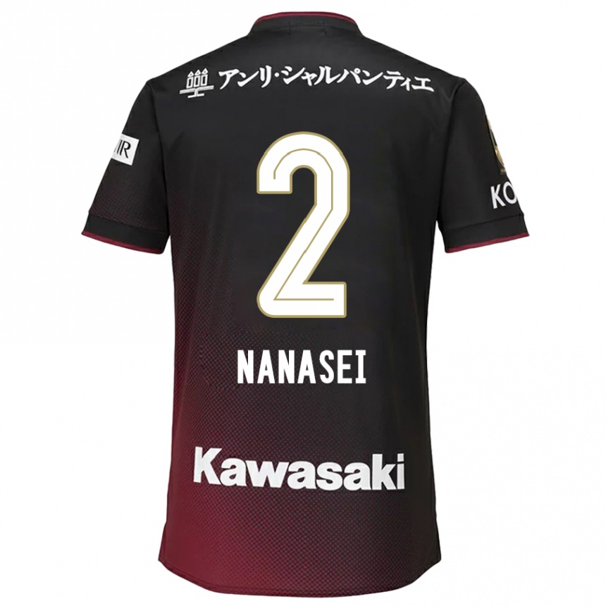 Kids Football Nanasei Iino #2 Black Red Home Jersey 2024/25 T-Shirt Canada