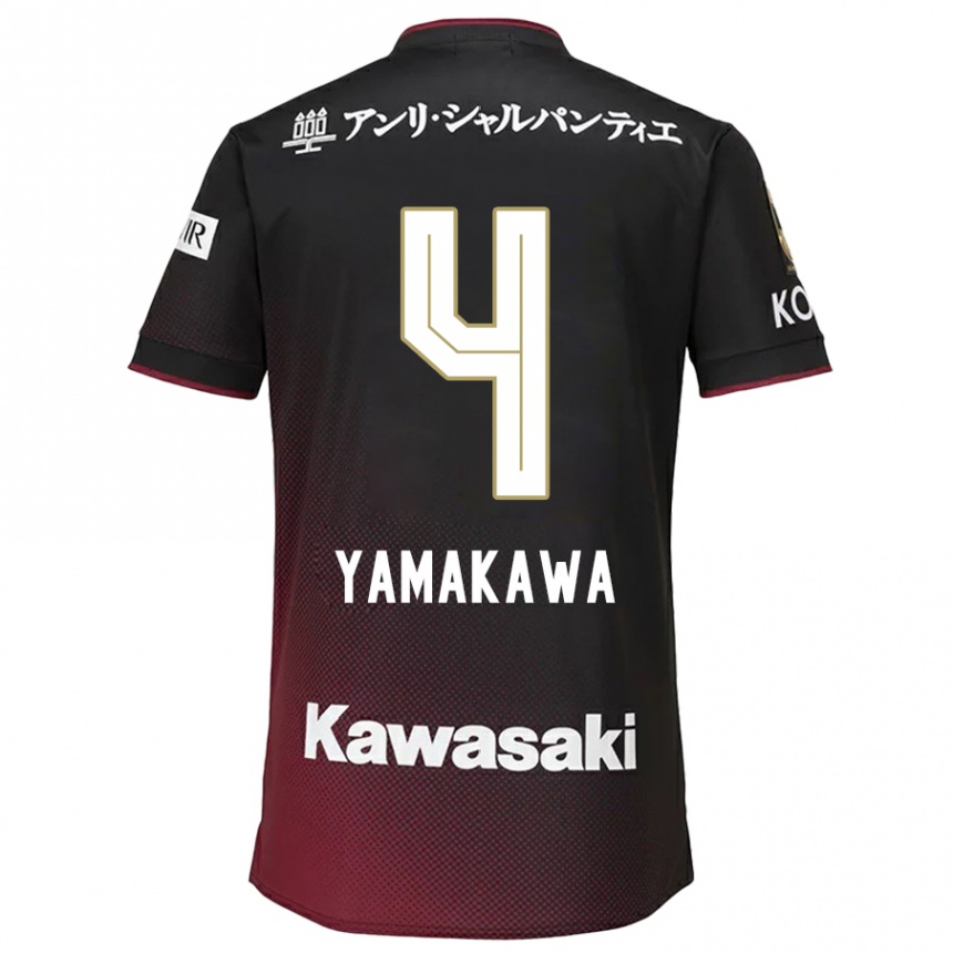 Enfant Football Maillot Tetsushi Yamakawa #4 Noir Rouge Tenues Domicile 2024/25 Canada