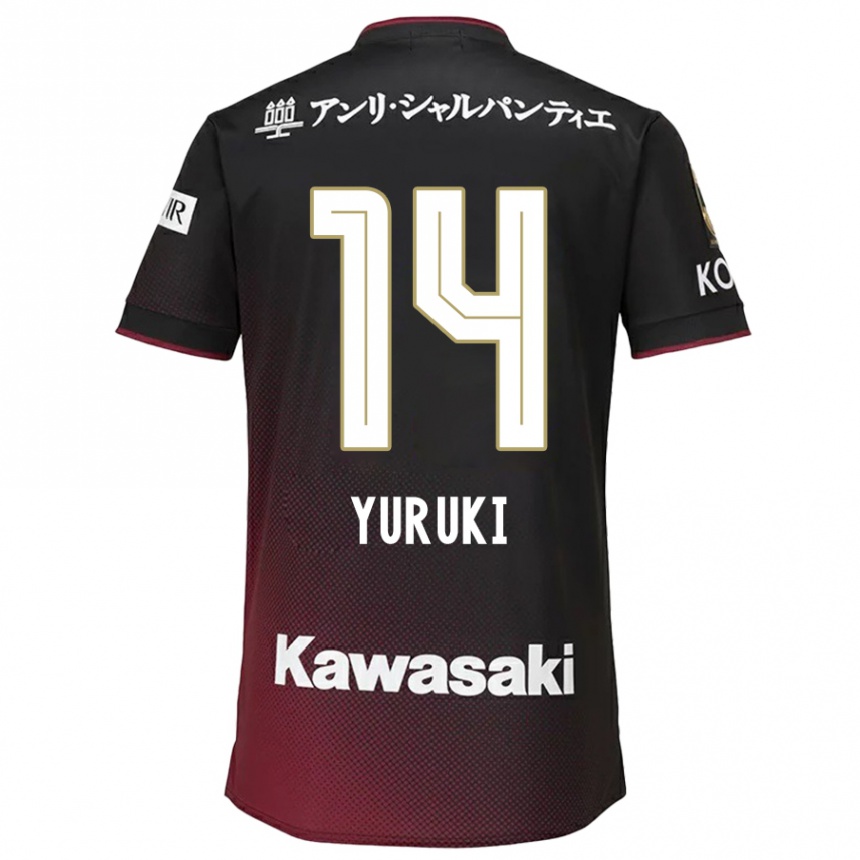 Kids Football Koya Yuruki #14 Black Red Home Jersey 2024/25 T-Shirt Canada