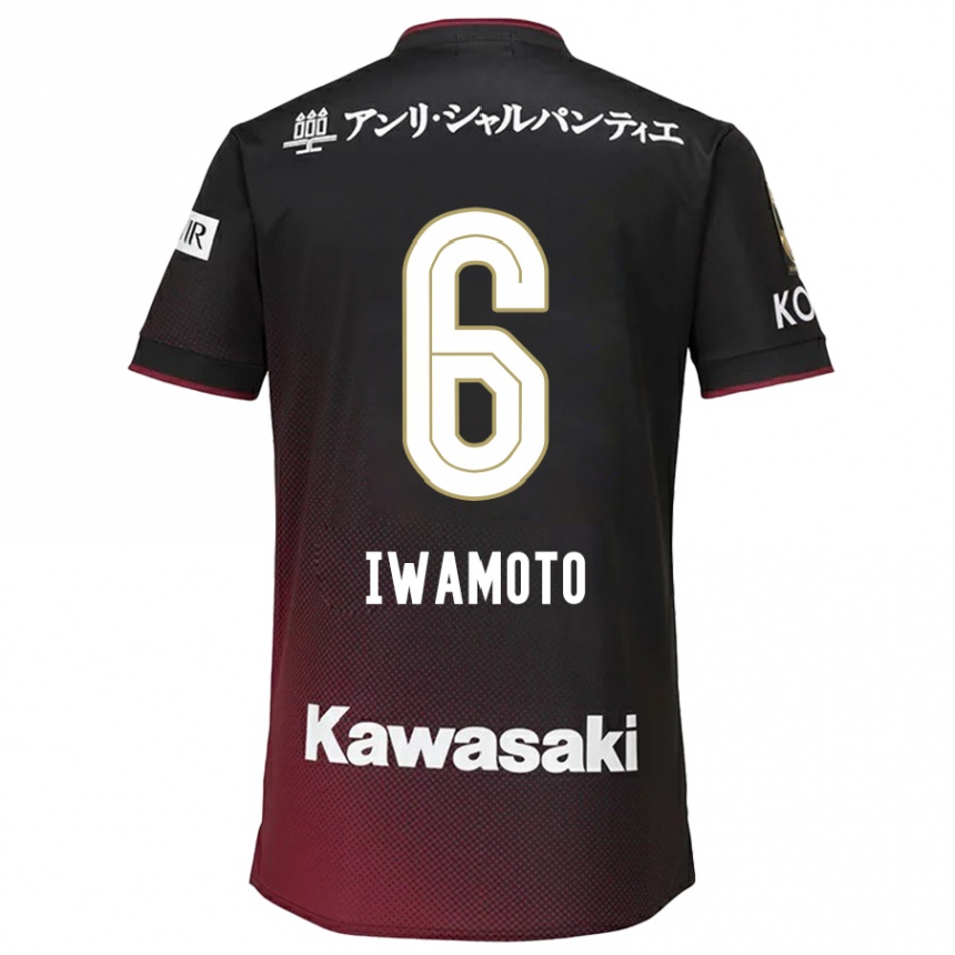 Kids Football Yuan Iwamoto #6 Black Red Home Jersey 2024/25 T-Shirt Canada