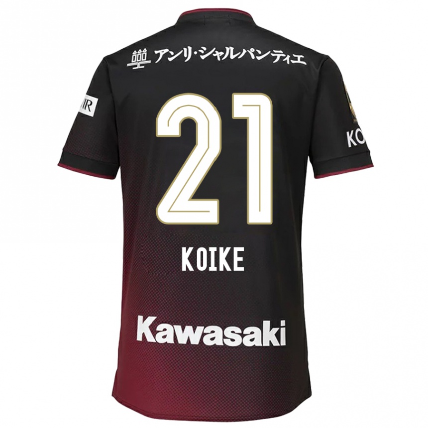 Kids Football Shusuke Koike #21 Black Red Home Jersey 2024/25 T-Shirt Canada