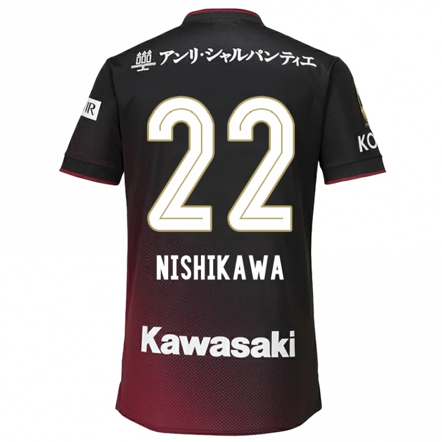 Enfant Football Maillot Aiku Nishikawa #22 Noir Rouge Tenues Domicile 2024/25 Canada