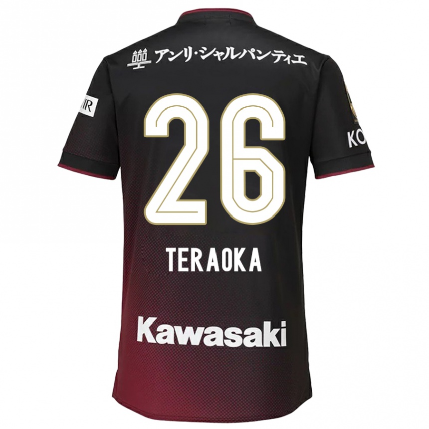 Kids Football Yuma Teraoka #26 Black Red Home Jersey 2024/25 T-Shirt Canada