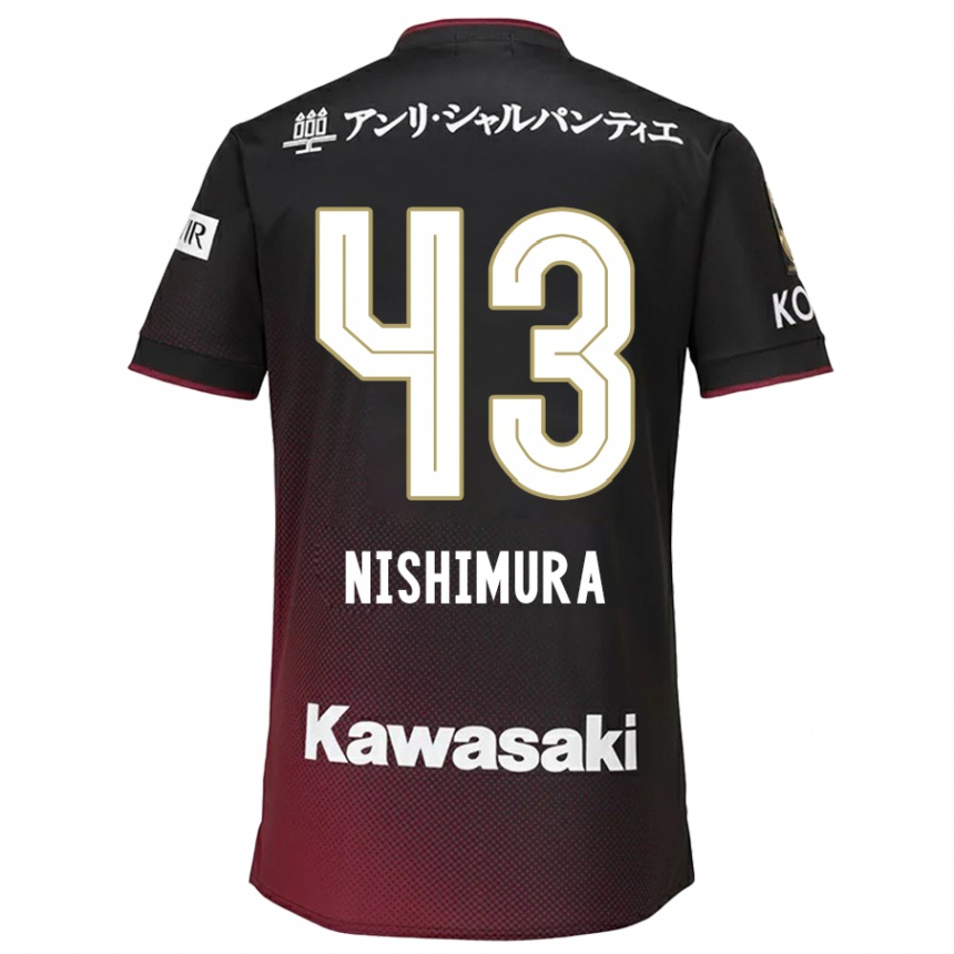 Kids Football Nagi Nishimura #43 Black Red Home Jersey 2024/25 T-Shirt Canada