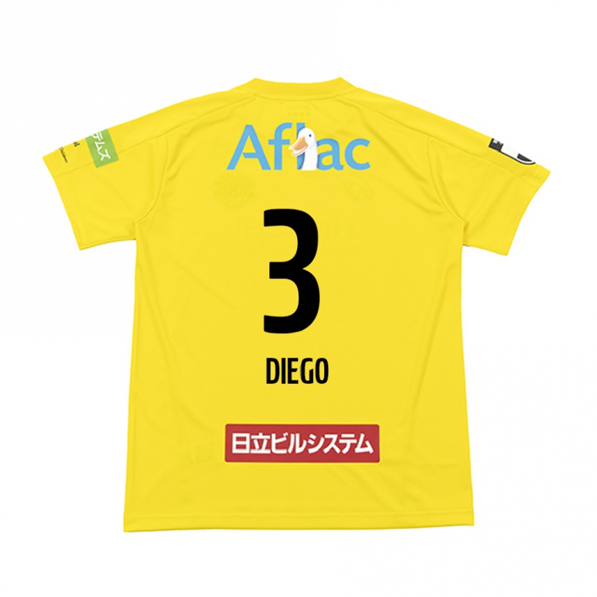 Kids Football Diego #3 Yellow Black Home Jersey 2024/25 T-Shirt Canada