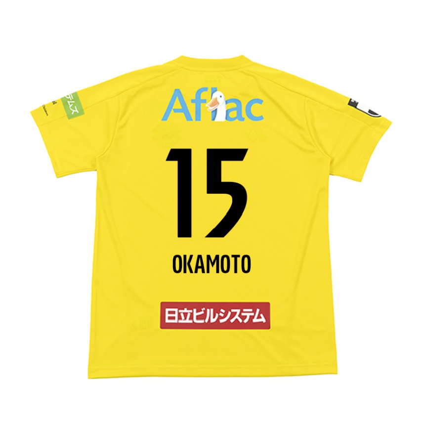 Kids Football Ryoji Okamoto #15 Yellow Black Home Jersey 2024/25 T-Shirt Canada