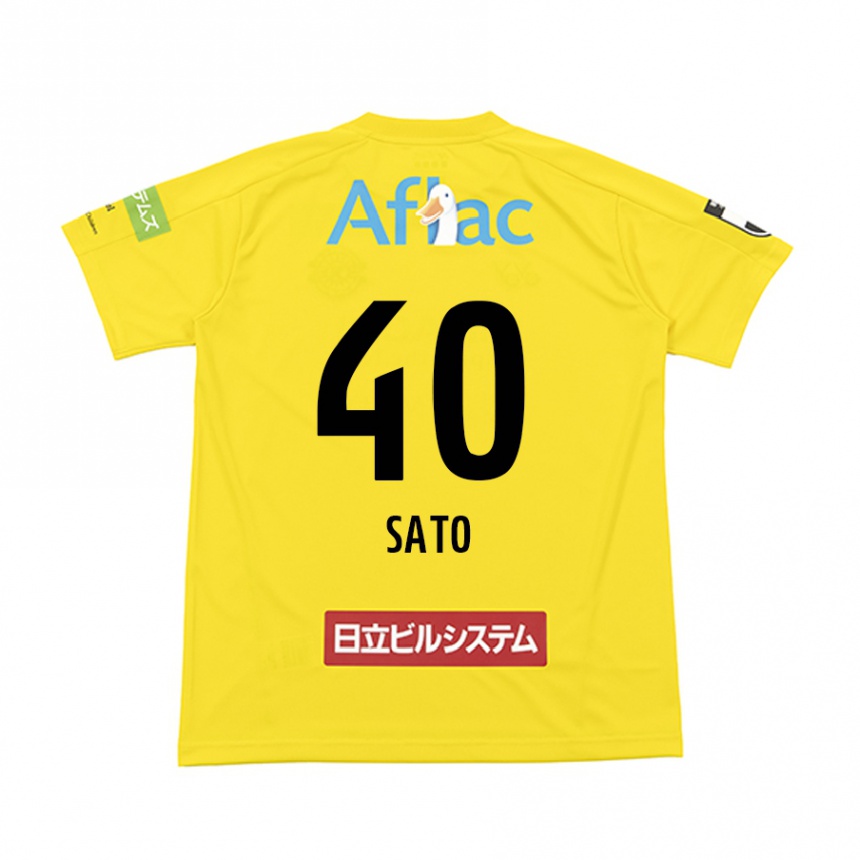 Kids Football Raku Sato #40 Yellow Black Home Jersey 2024/25 T-Shirt Canada