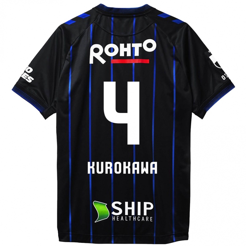 Kids Football Keisuke Kurokawa #4 Black Blue Home Jersey 2024/25 T-Shirt Canada