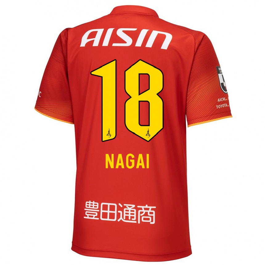 Kids Football Kensuke Nagai #18 Red White Yellow Home Jersey 2024/25 T-Shirt Canada