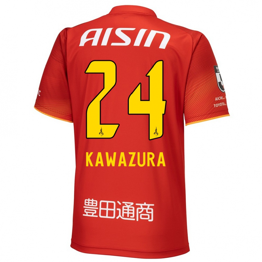 Kids Football Akinari Kawazura #24 Red White Yellow Home Jersey 2024/25 T-Shirt Canada