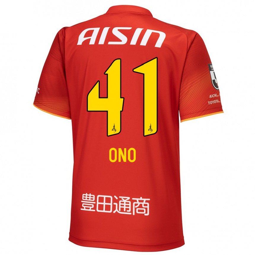 Kids Football Masahito Ono #41 Red White Yellow Home Jersey 2024/25 T-Shirt Canada