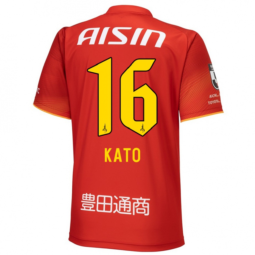 Enfant Football Maillot Naotaro Kato #16 Rouge Blanc Jaune Tenues Domicile 2024/25 Canada