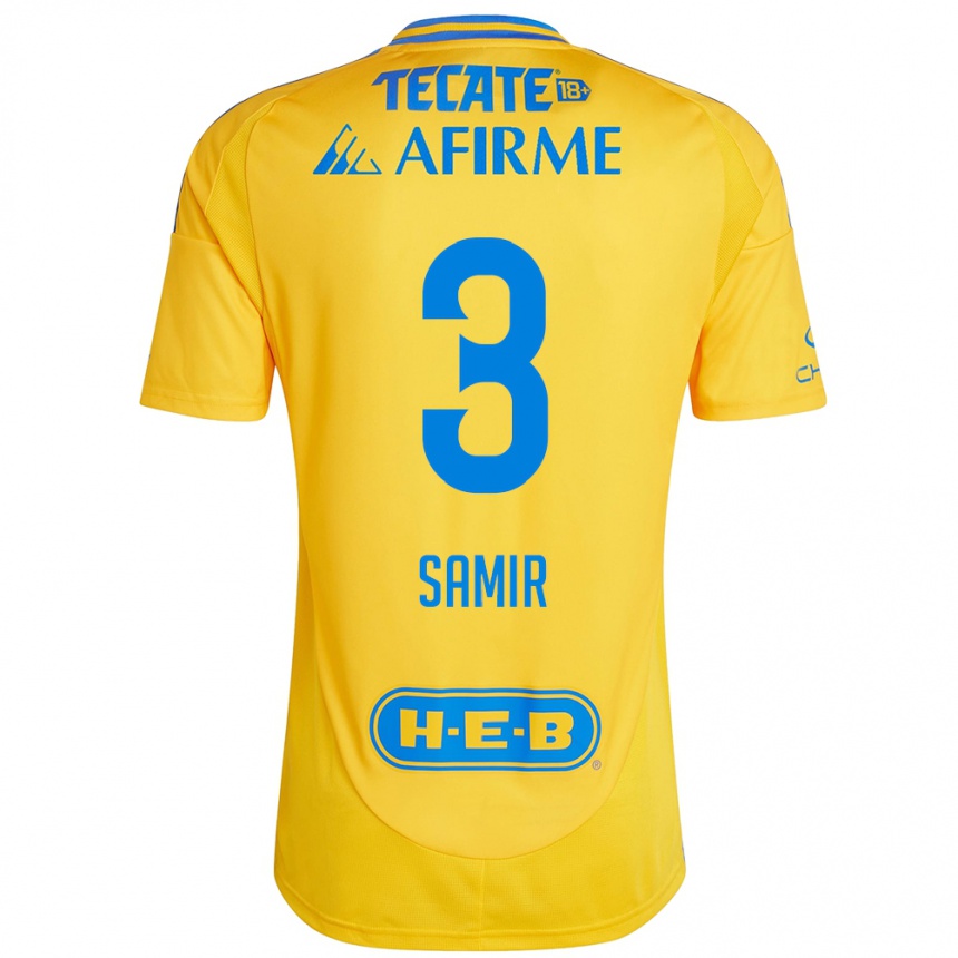 Kids Football Samir Caetano #3 Gold Yellow Home Jersey 2024/25 T-Shirt Canada