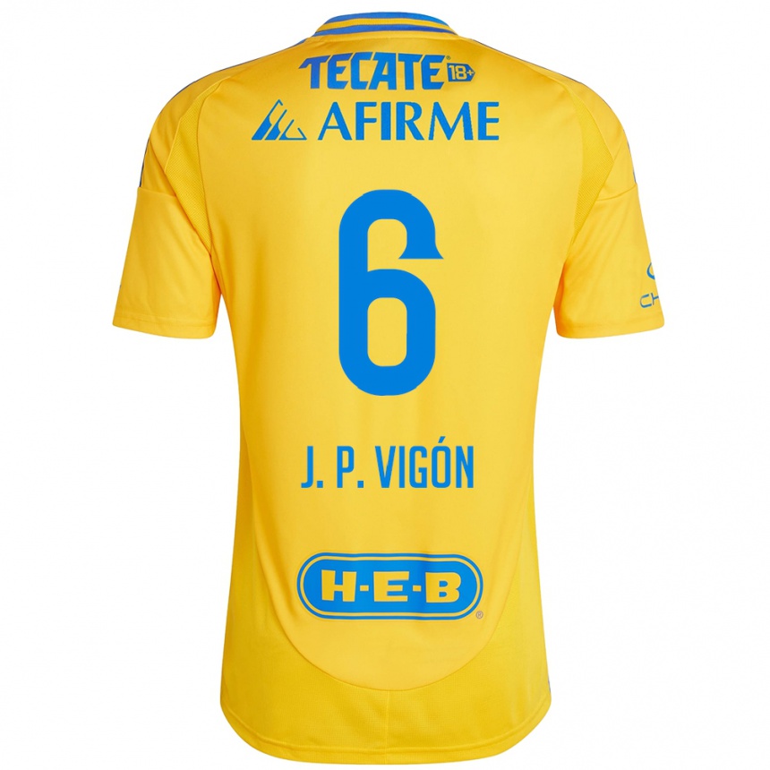 Kids Football Juan Pablo Vigón #6 Gold Yellow Home Jersey 2024/25 T-Shirt Canada