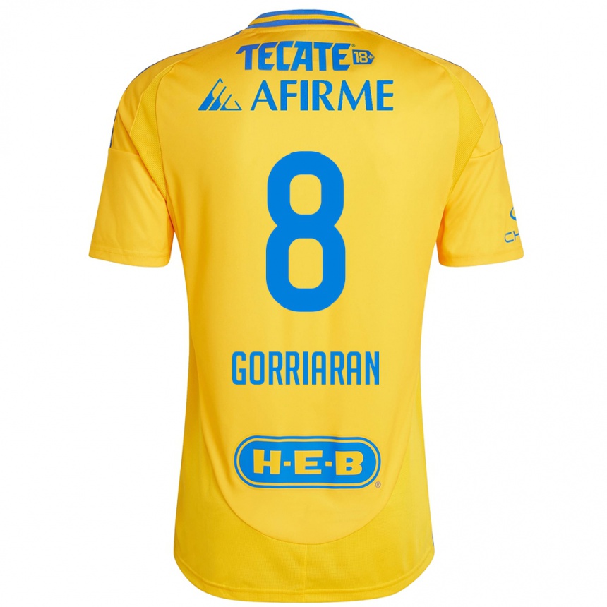 Kids Football Fernando Gorriarán #8 Gold Yellow Home Jersey 2024/25 T-Shirt Canada