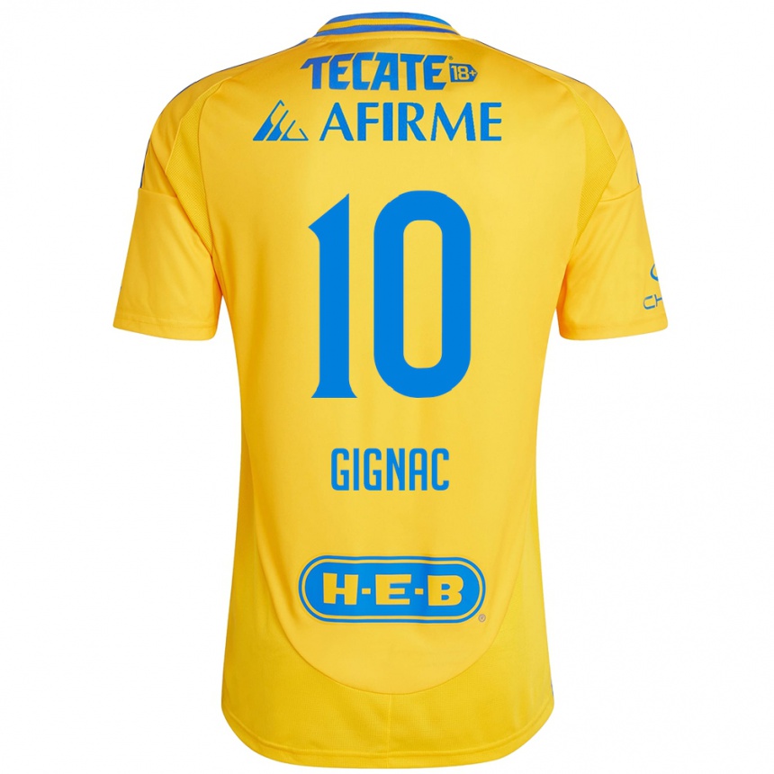 Kids Football André-Pierre Gignac #10 Gold Yellow Home Jersey 2024/25 T-Shirt Canada