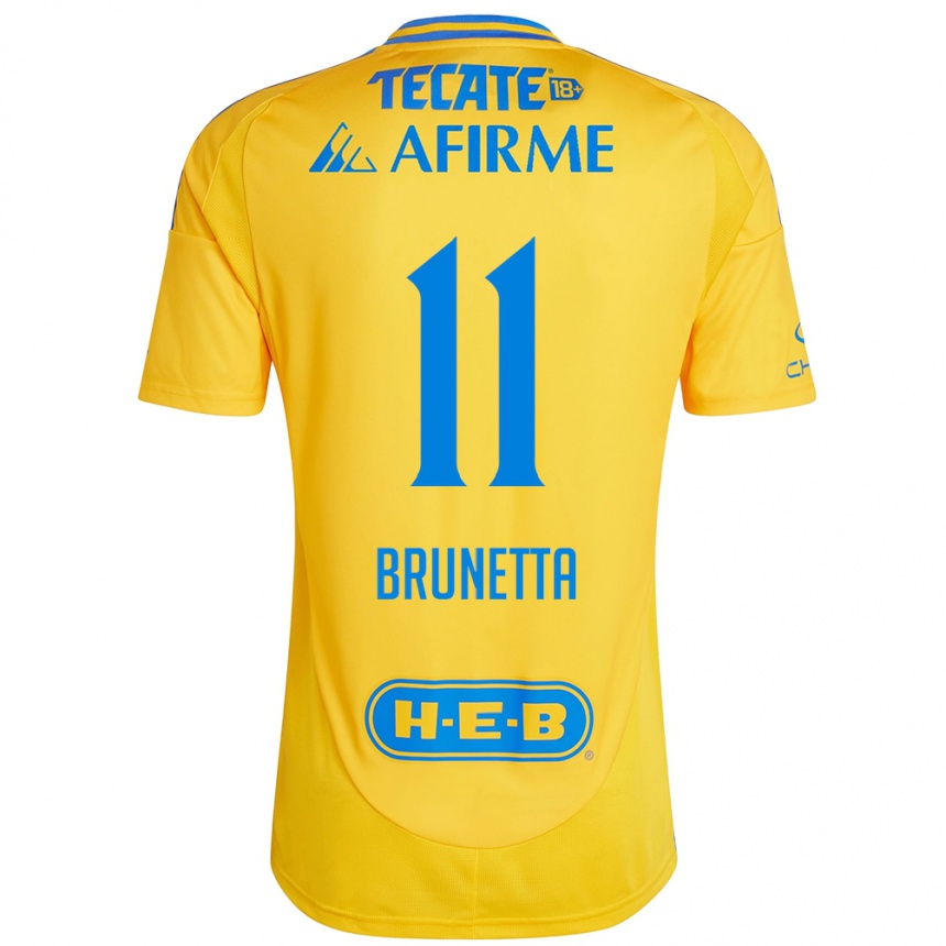 Kids Football Juan Brunetta #11 Gold Yellow Home Jersey 2024/25 T-Shirt Canada