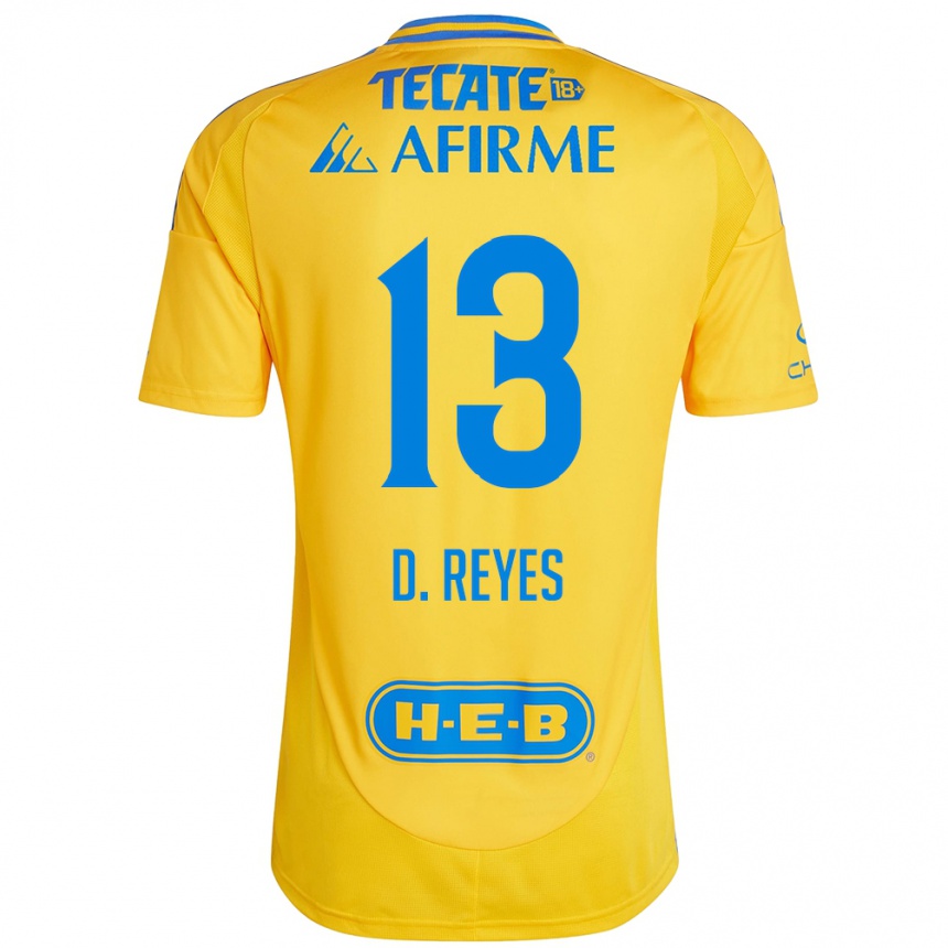 Kids Football Diego Reyes #13 Gold Yellow Home Jersey 2024/25 T-Shirt Canada