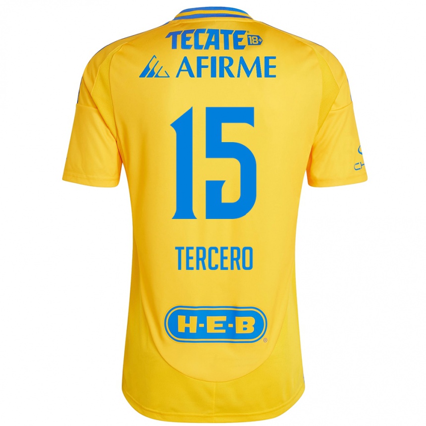 Kids Football Eduardo Tercero #15 Gold Yellow Home Jersey 2024/25 T-Shirt Canada