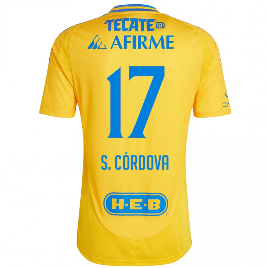 Kids Football Sebastián Córdova #17 Gold Yellow Home Jersey 2024/25 T-Shirt Canada