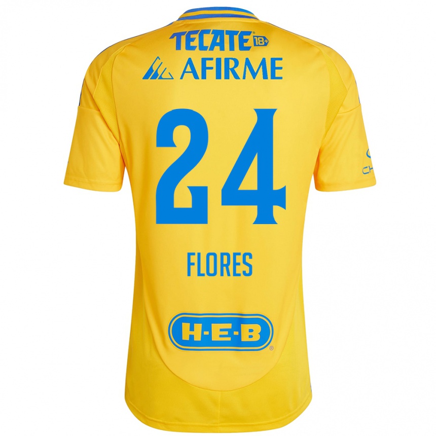 Kids Football Marcelo Flores #24 Gold Yellow Home Jersey 2024/25 T-Shirt Canada