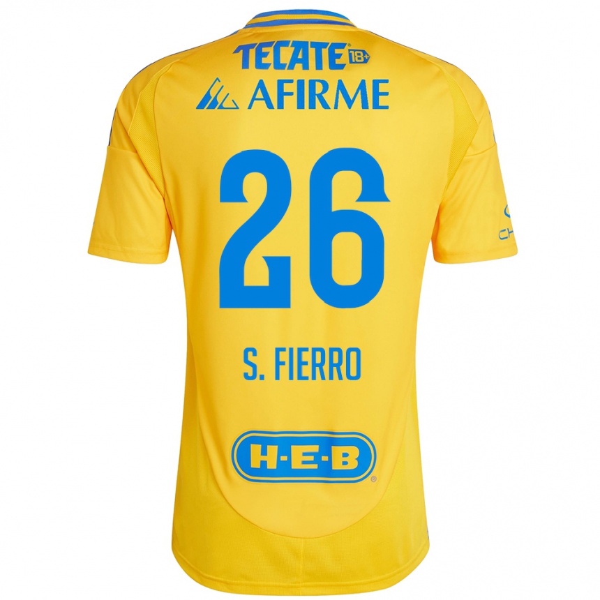 Kids Football Sebastián Fierro #26 Gold Yellow Home Jersey 2024/25 T-Shirt Canada