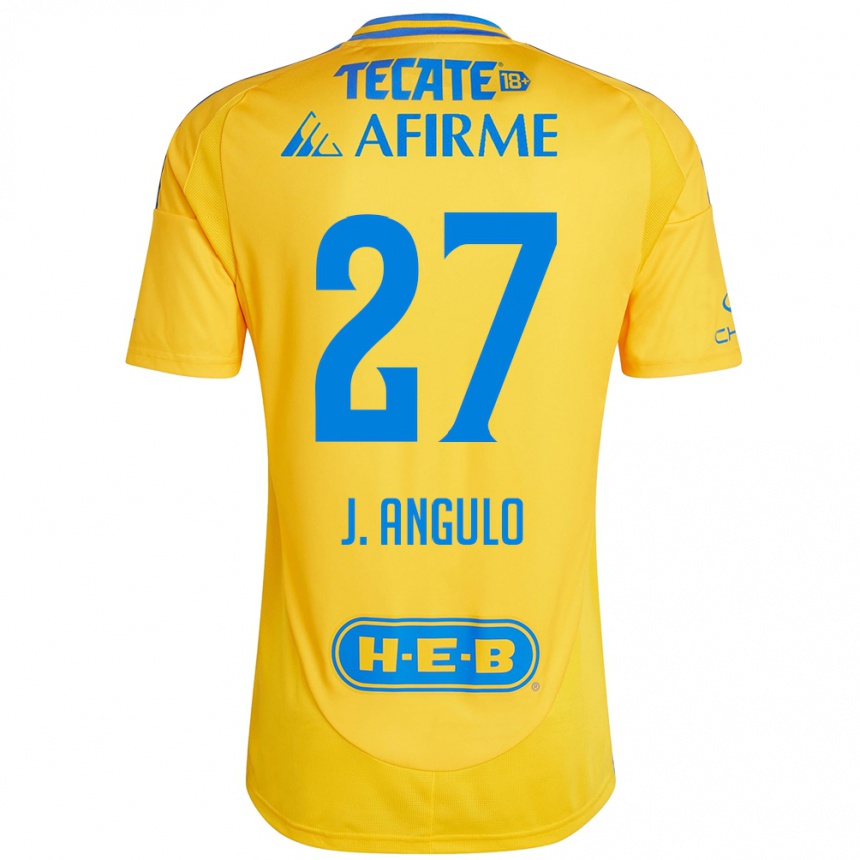 Kids Football Jesús Angulo #27 Gold Yellow Home Jersey 2024/25 T-Shirt Canada