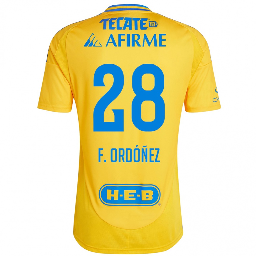 Kids Football Fernando Ordóñez #28 Gold Yellow Home Jersey 2024/25 T-Shirt Canada