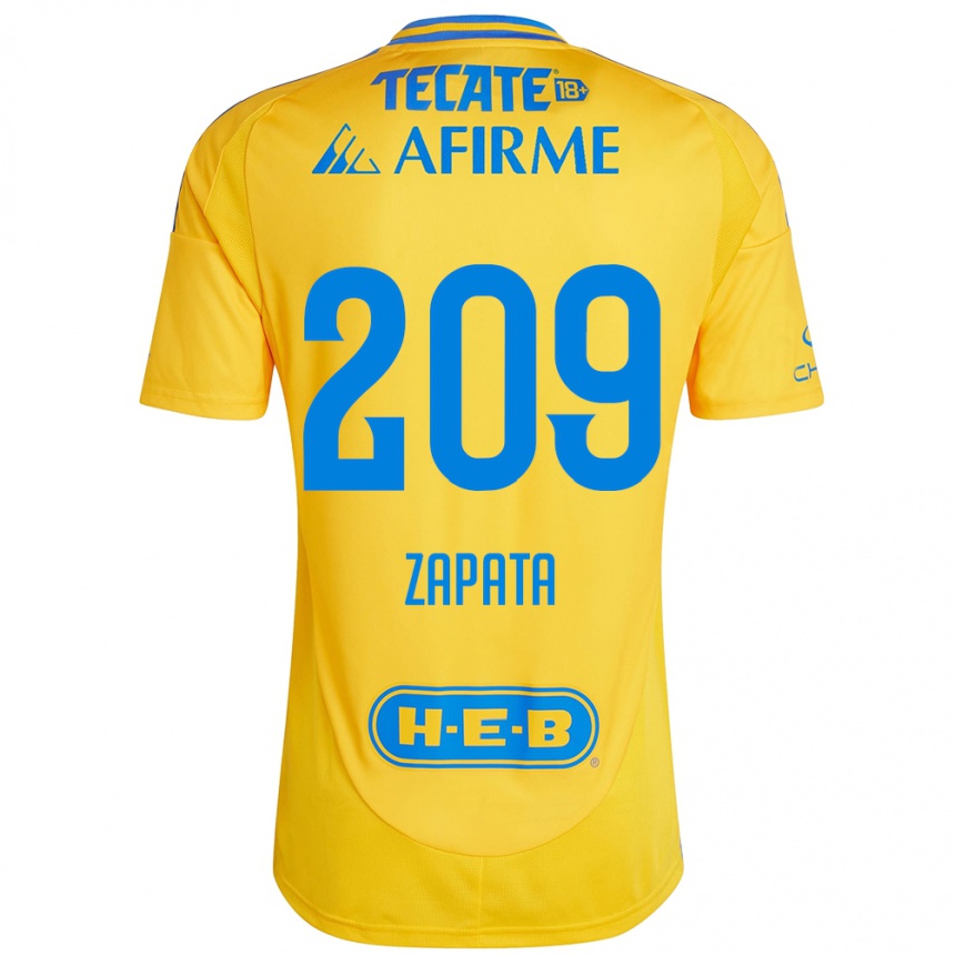 Kids Football Jorge Zapata #209 Gold Yellow Home Jersey 2024/25 T-Shirt Canada