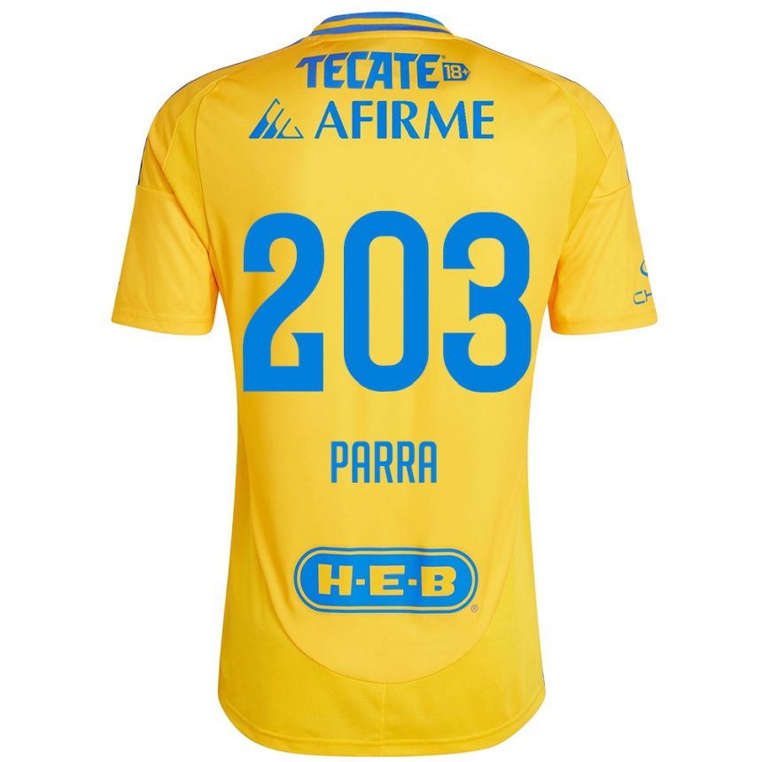 Kids Football Bernardo Parra #203 Gold Yellow Home Jersey 2024/25 T-Shirt Canada