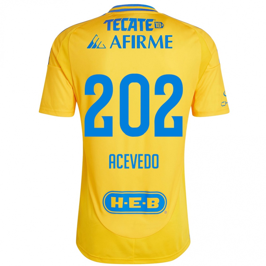 Kids Football José Acevedo #202 Gold Yellow Home Jersey 2024/25 T-Shirt Canada