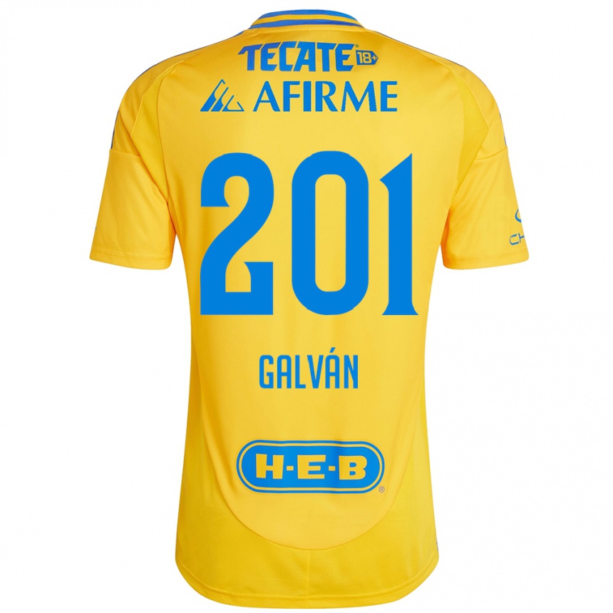 Kids Football Isac Galván #201 Gold Yellow Home Jersey 2024/25 T-Shirt Canada