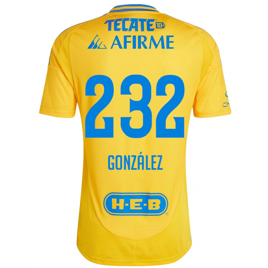 Kids Football César González #232 Gold Yellow Home Jersey 2024/25 T-Shirt Canada