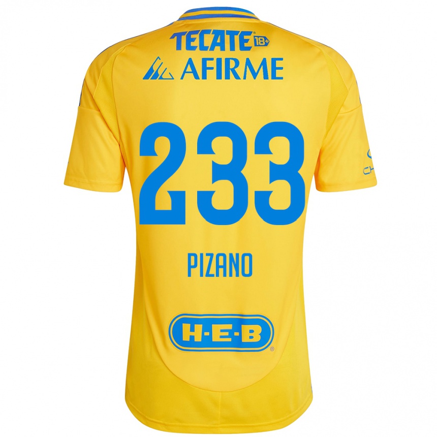 Kids Football Juan Pizano #233 Gold Yellow Home Jersey 2024/25 T-Shirt Canada