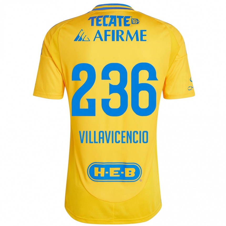 Enfant Football Maillot Edgar Villavicencio #236 Or Jaune Tenues Domicile 2024/25 Canada