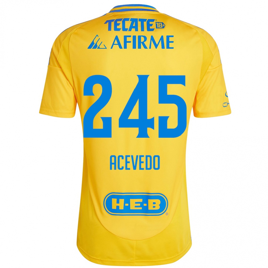 Kids Football Kevin Acevedo #245 Gold Yellow Home Jersey 2024/25 T-Shirt Canada