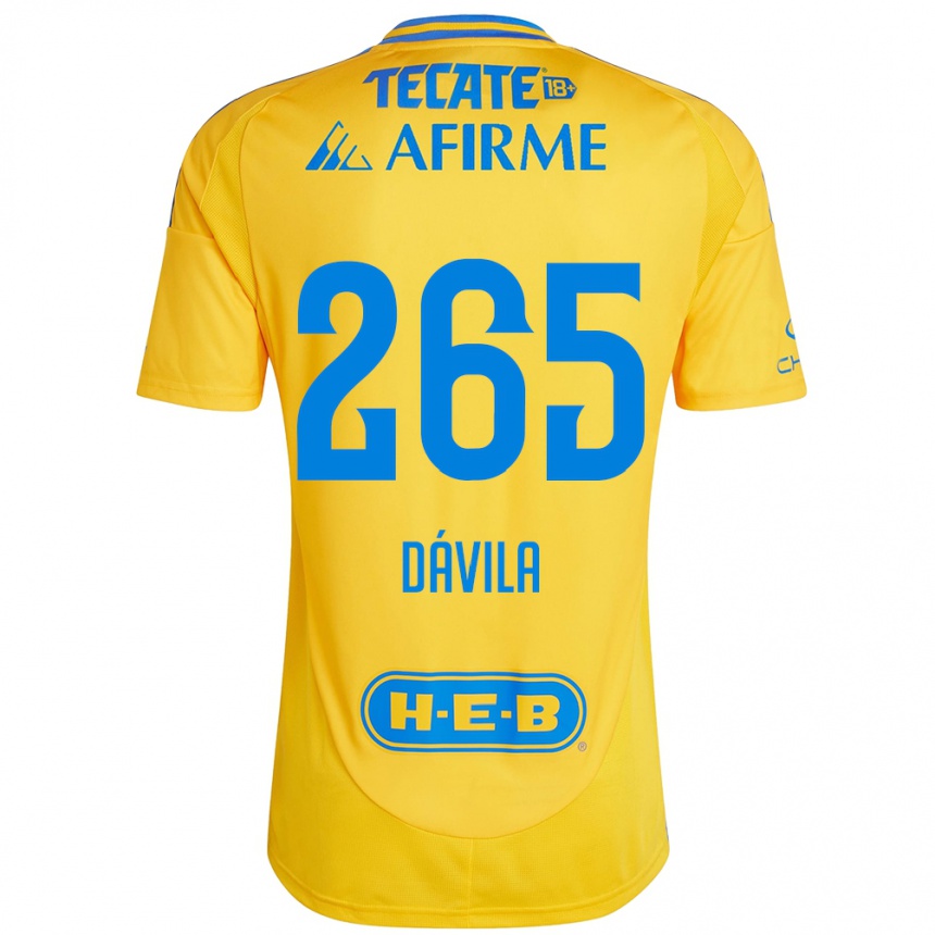 Kids Football Emiliano Dávila #265 Gold Yellow Home Jersey 2024/25 T-Shirt Canada