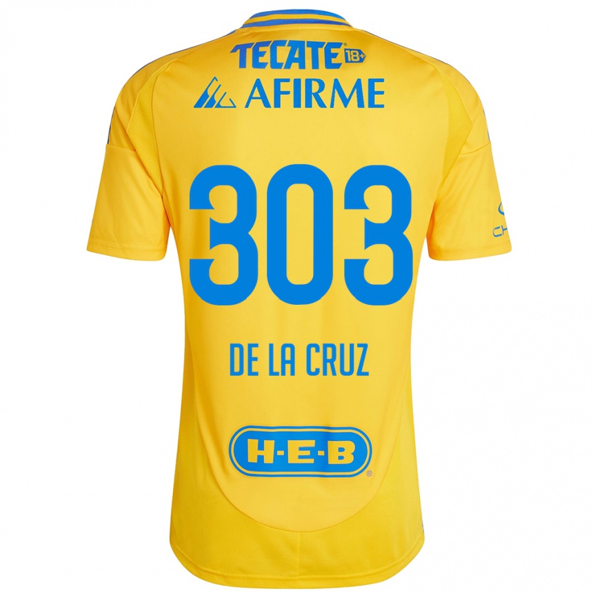 Kids Football Erick De La Cruz #303 Gold Yellow Home Jersey 2024/25 T-Shirt Canada