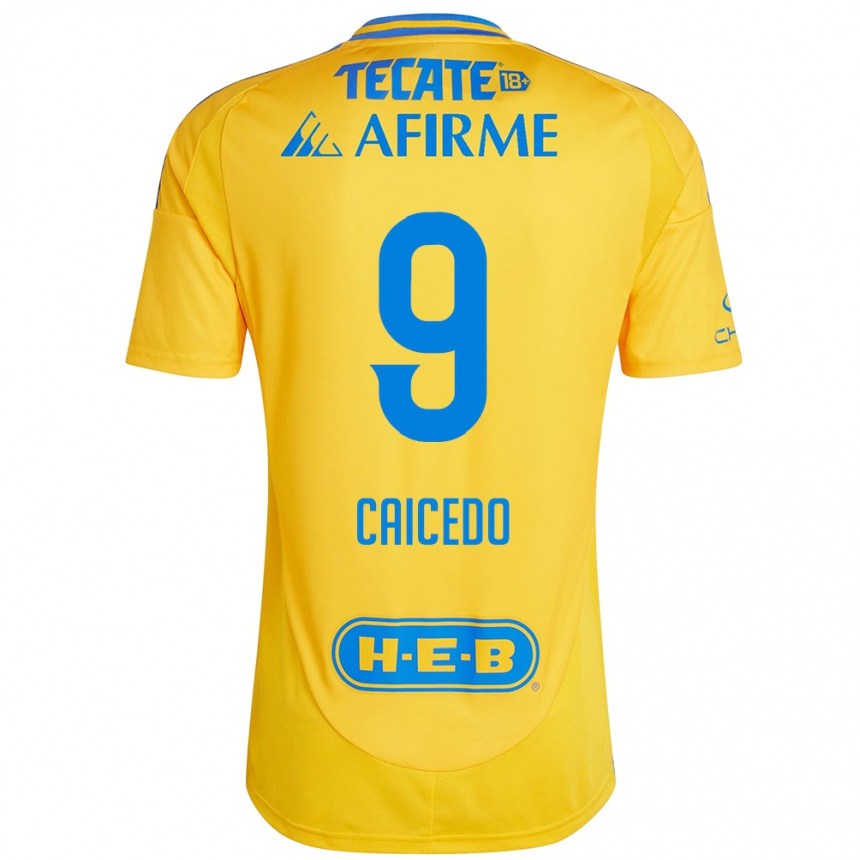 Enfant Football Maillot Jordy Caicedo #9 Or Jaune Tenues Domicile 2024/25 Canada