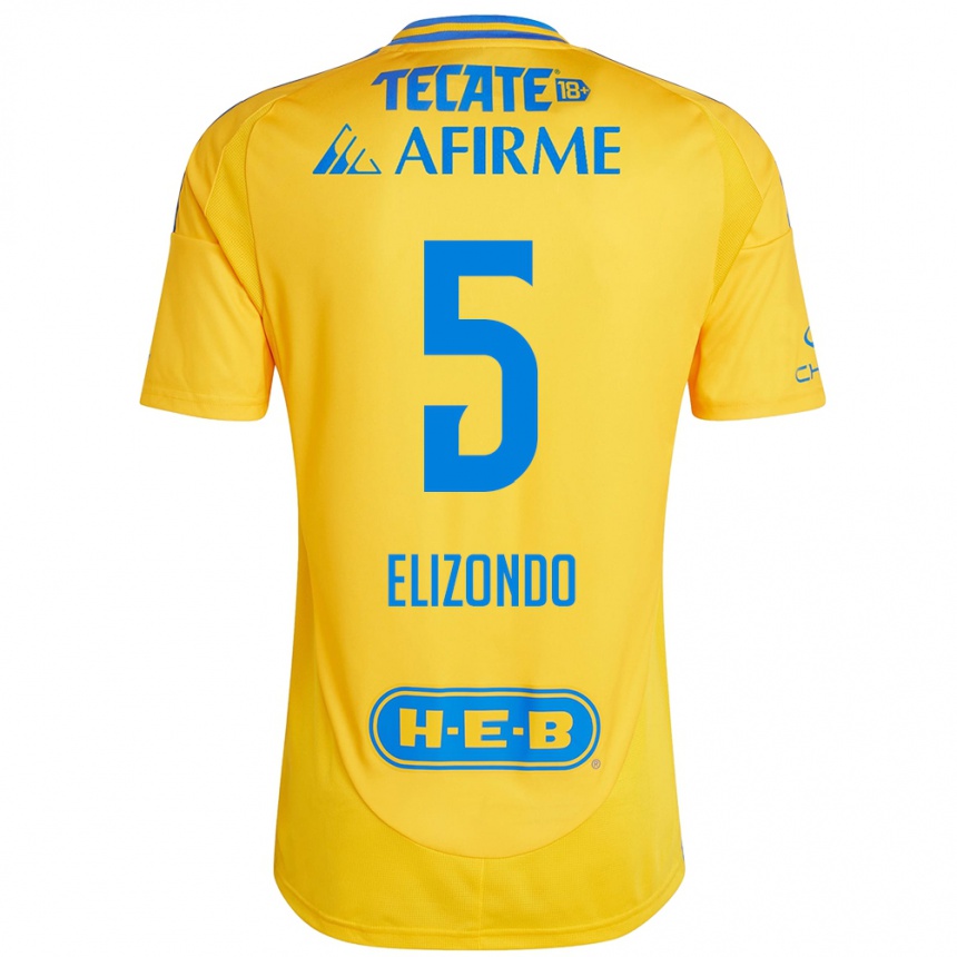 Kids Football Fernanda Elizondo #5 Gold Yellow Home Jersey 2024/25 T-Shirt Canada