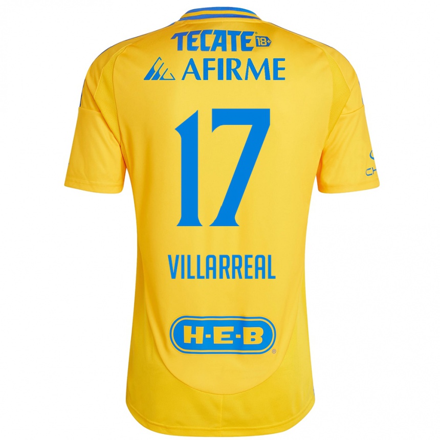 Kids Football Natalia Villarreal #17 Gold Yellow Home Jersey 2024/25 T-Shirt Canada