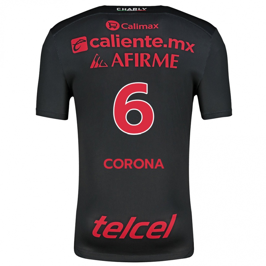 Enfant Football Maillot Joe Corona #6 Noir Rouge Tenues Domicile 2024/25 Canada