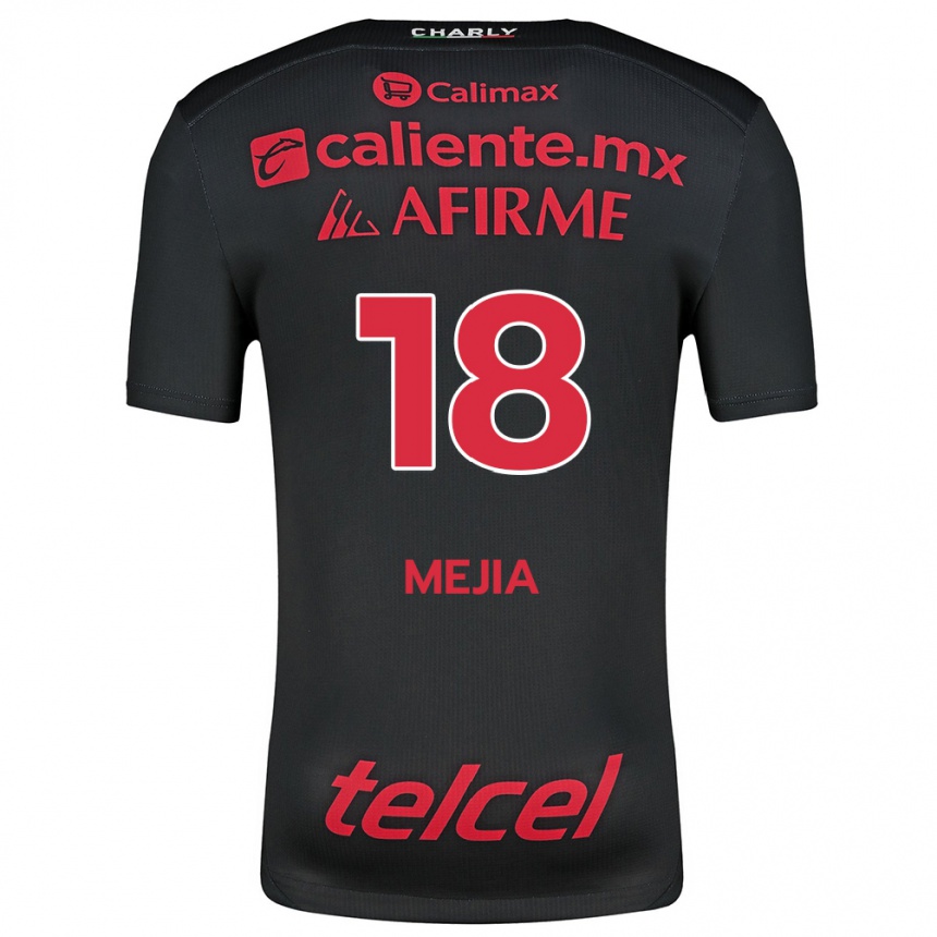 Kids Football Aarón Mejía #18 Black Red Home Jersey 2024/25 T-Shirt Canada