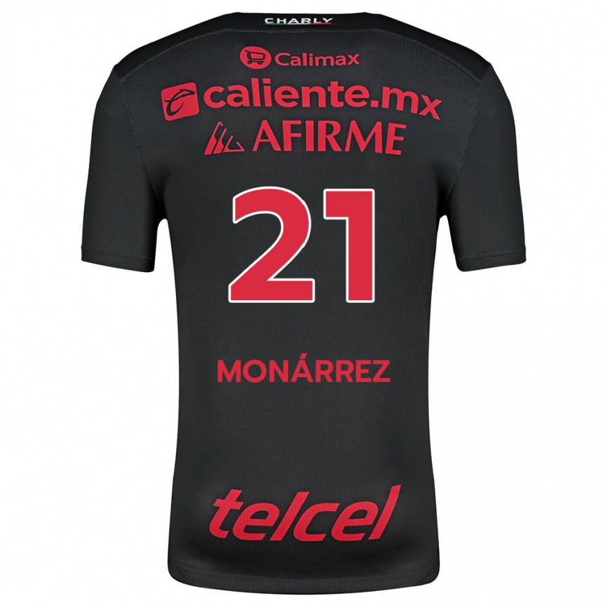 Kids Football Fernando Monárrez #21 Black Red Home Jersey 2024/25 T-Shirt Canada