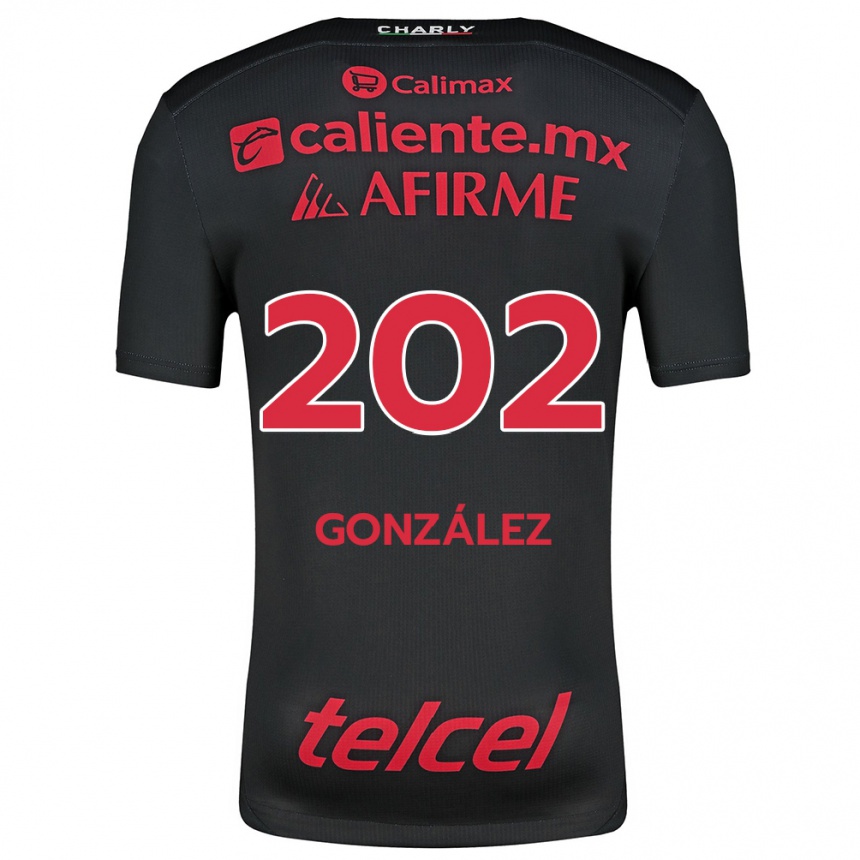 Kids Football Joban González #202 Black Red Home Jersey 2024/25 T-Shirt Canada