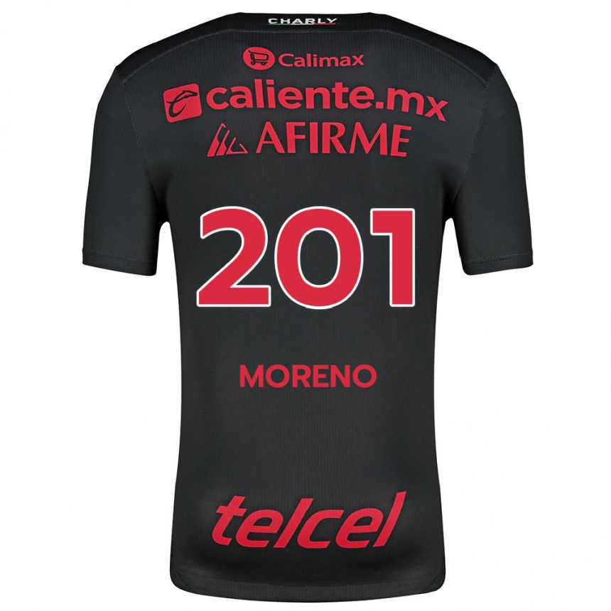 Enfant Football Maillot Jesús Moreno #201 Noir Rouge Tenues Domicile 2024/25 Canada