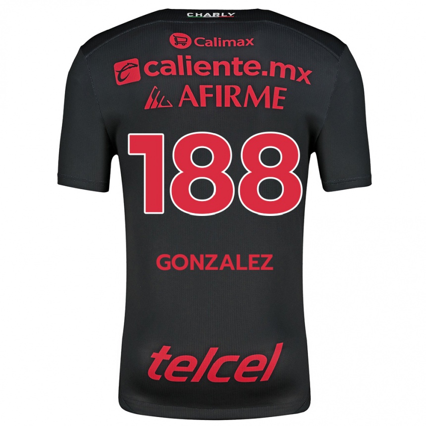 Kids Football Jorge González #188 Black Red Home Jersey 2024/25 T-Shirt Canada