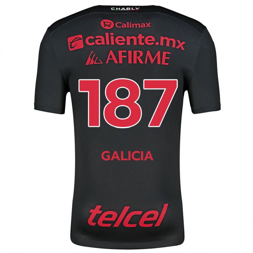 Kids Football Carlos Galicia #187 Black Red Home Jersey 2024/25 T-Shirt Canada