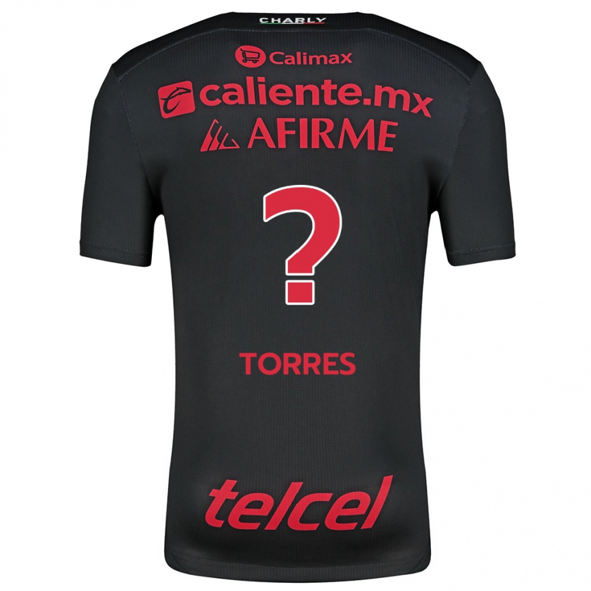 Enfant Football Maillot Christopher Torres #0 Noir Rouge Tenues Domicile 2024/25 Canada