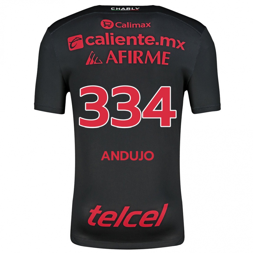 Enfant Football Maillot Favio Andujo #334 Noir Rouge Tenues Domicile 2024/25 Canada